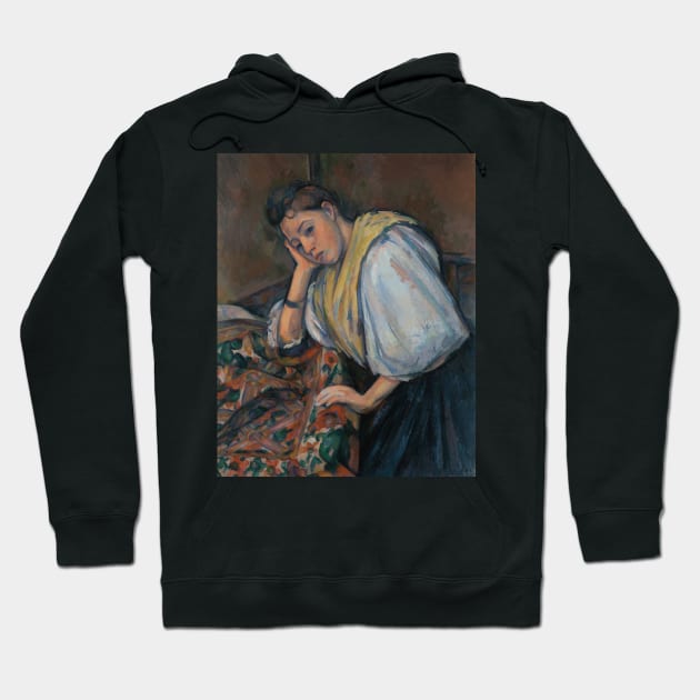 Young Italian Woman at a Table by Paul Cezanne Hoodie by Classic Art Stall